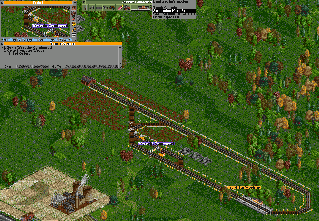 The train chooses the path to the old tile of the removed waypoint